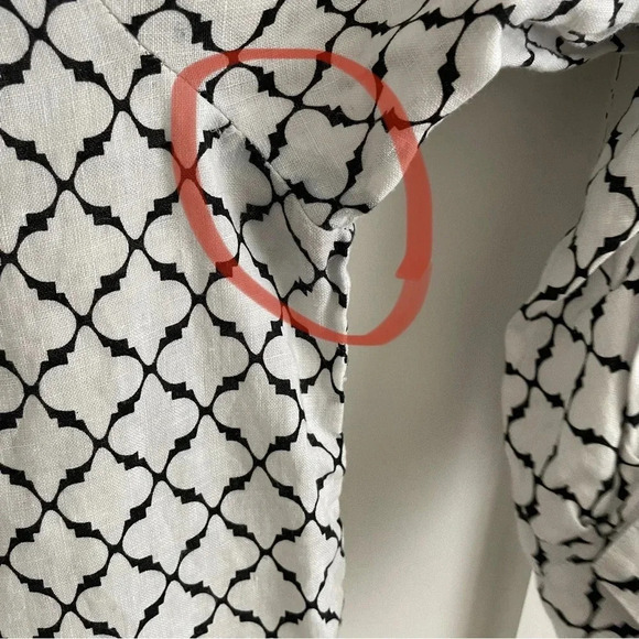 Linen Charter Club Luxury 100% linen white/black button down shirt L - Picture 4 of 5